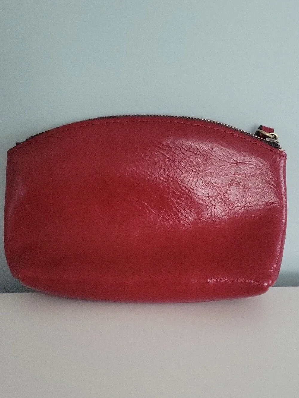 Patricia Nash Burgandy Leather Wrist Strap Cosmetic Pouch